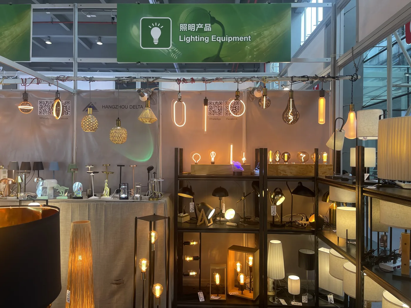 Delta lighting display and visitors at the Canton Fair, april 2024